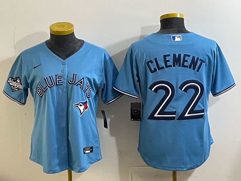 Women 2025 Nike Toronto Blue Jays #22 Clement Light Blue Game MLB Jersey 04